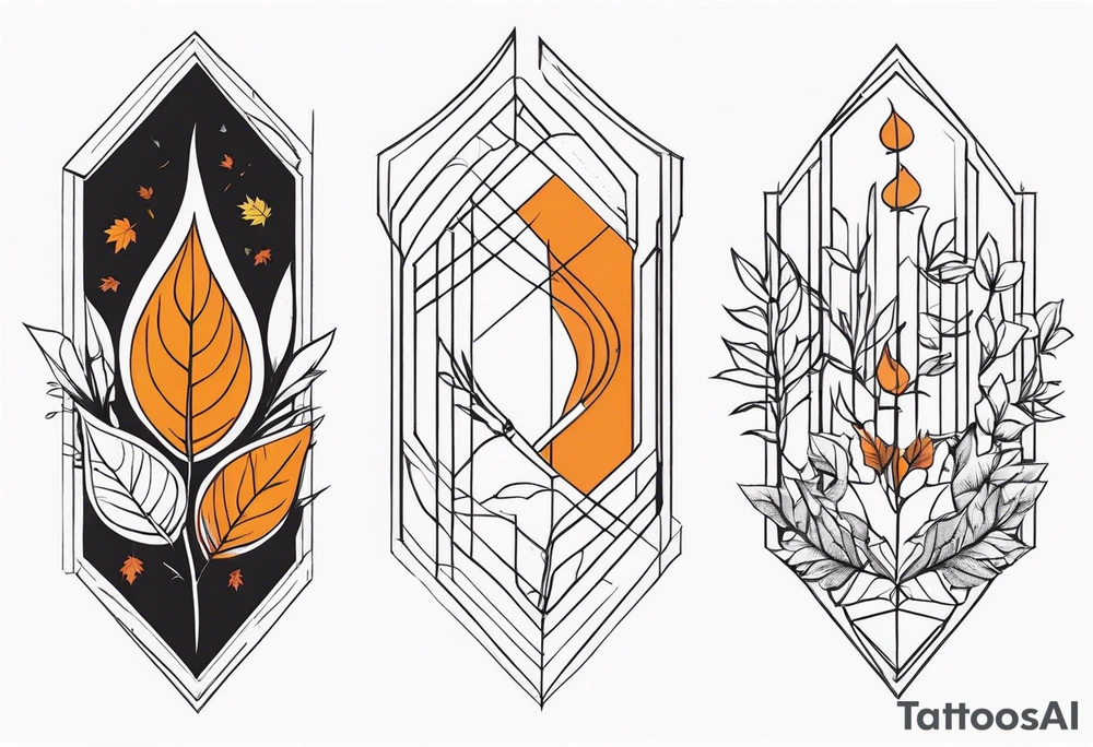 knee tattoo in fall color masculine design tattoo idea
