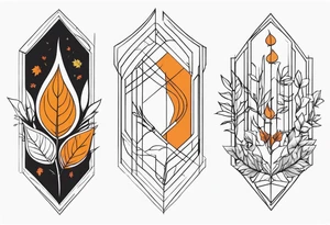 knee tattoo in fall color masculine design tattoo idea
