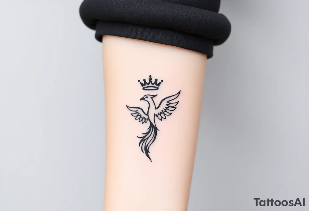 Crown and a phoenix tattoo idea