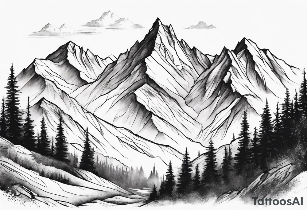 Mountains, concept tattoo idea