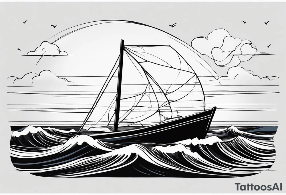 boat on stormy seas tattoo idea