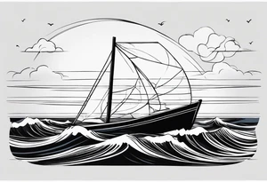 boat on stormy seas tattoo idea