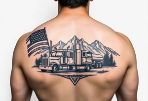 Masculin, American flag, country, mountains, wildlife, nature, racing , father of 4 trucks blue collar tattoo idea