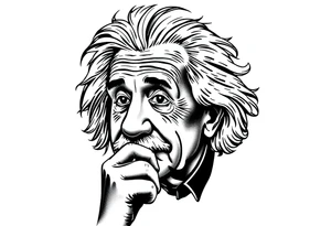 Einstein using a embosser tattoo idea