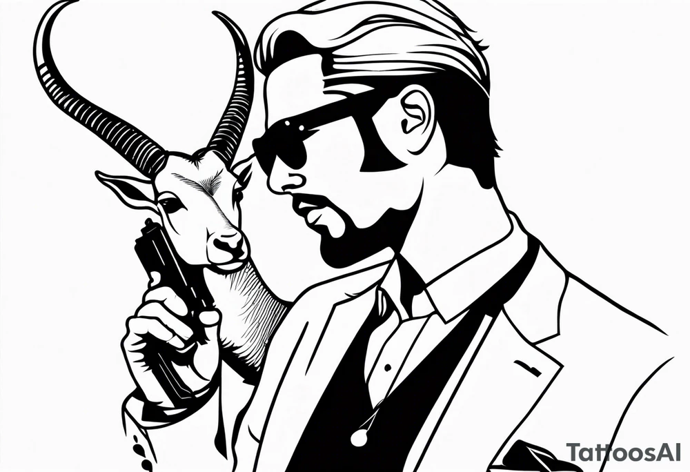 capricorn man with sunglasses and gun tattoo idea