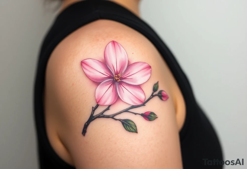 mole holding a delicate pink cherry blossom, with gentle pastel tones and a dreamy aesthetic tattoo idea