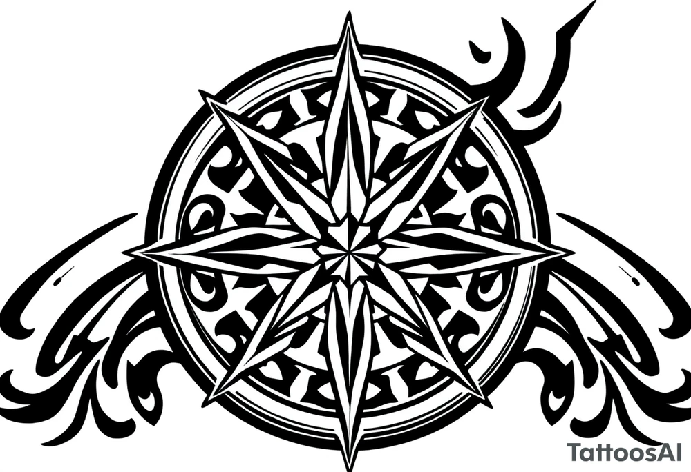 Double layered compass rose tattoo idea