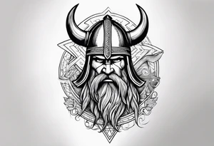 Lightning with the word tetellestai and a Viking helmet tattoo idea