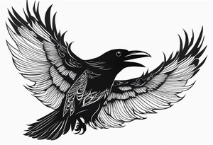 Black raven roaring in the sky tattoo idea