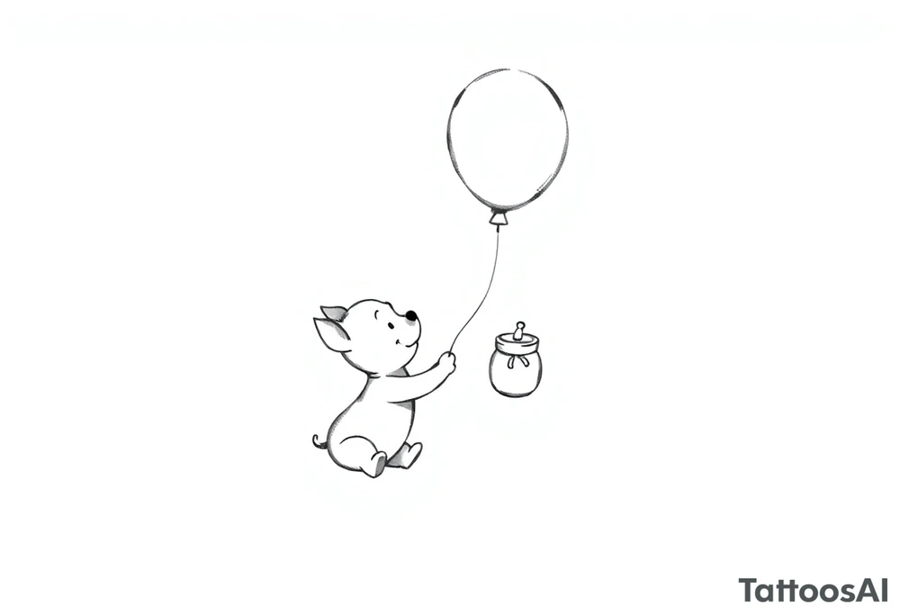 Pooh and piglet with a Ballon and honey pot tattoo idea