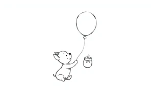 Pooh and piglet with a Ballon and honey pot tattoo idea
