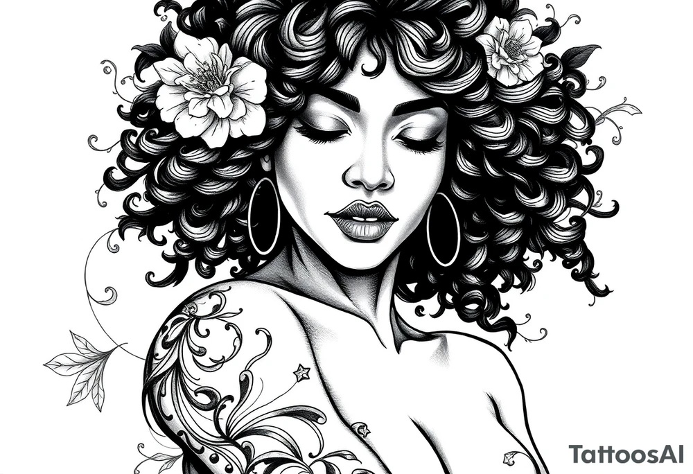 black woman being a overcoming hard times and loving herself again tattoo idea
