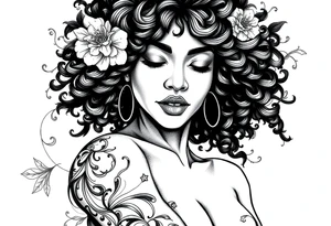 black woman being a overcoming hard times and loving herself again tattoo idea