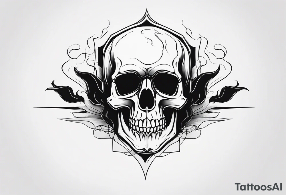 skull with smoke around it tattoo idea
