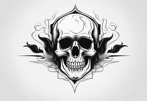 skull with smoke around it tattoo idea