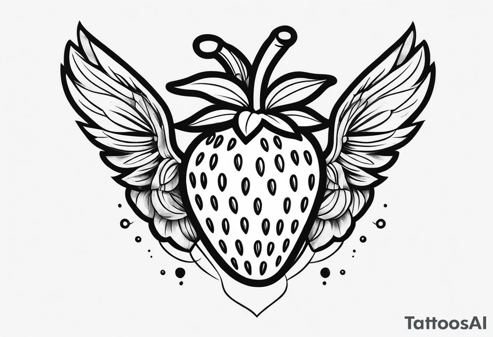 A Strawberry with wings tattoo idea