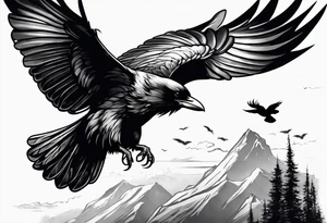 ravens in flight tattoo idea