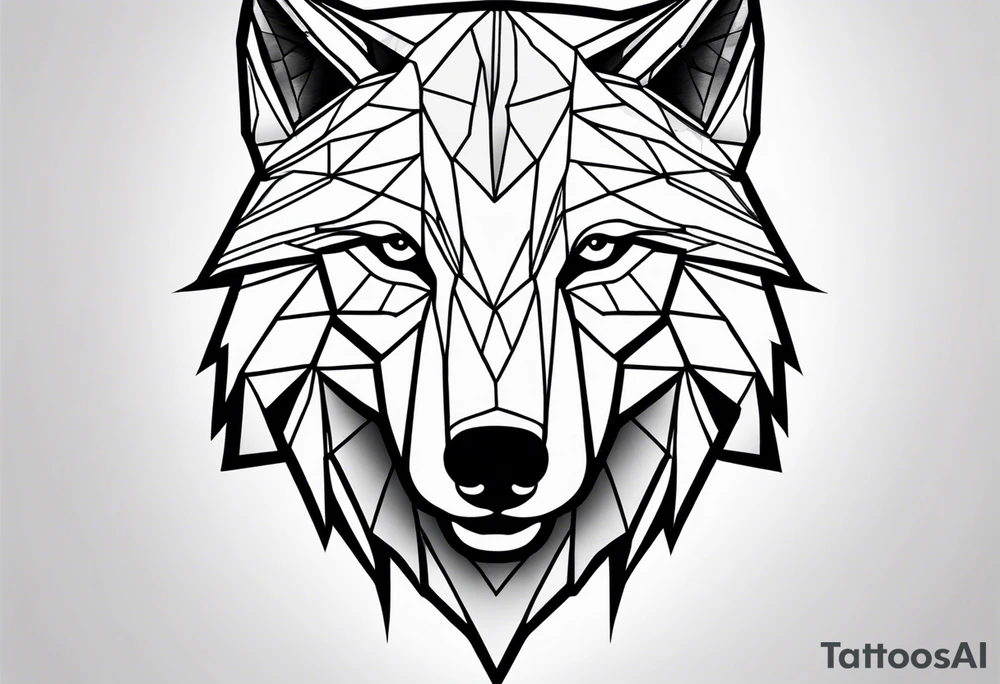 A drawing geometrically half eagle and half wolf tattoo idea