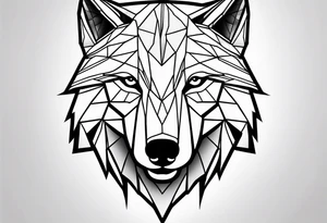 A drawing geometrically half eagle and half wolf tattoo idea