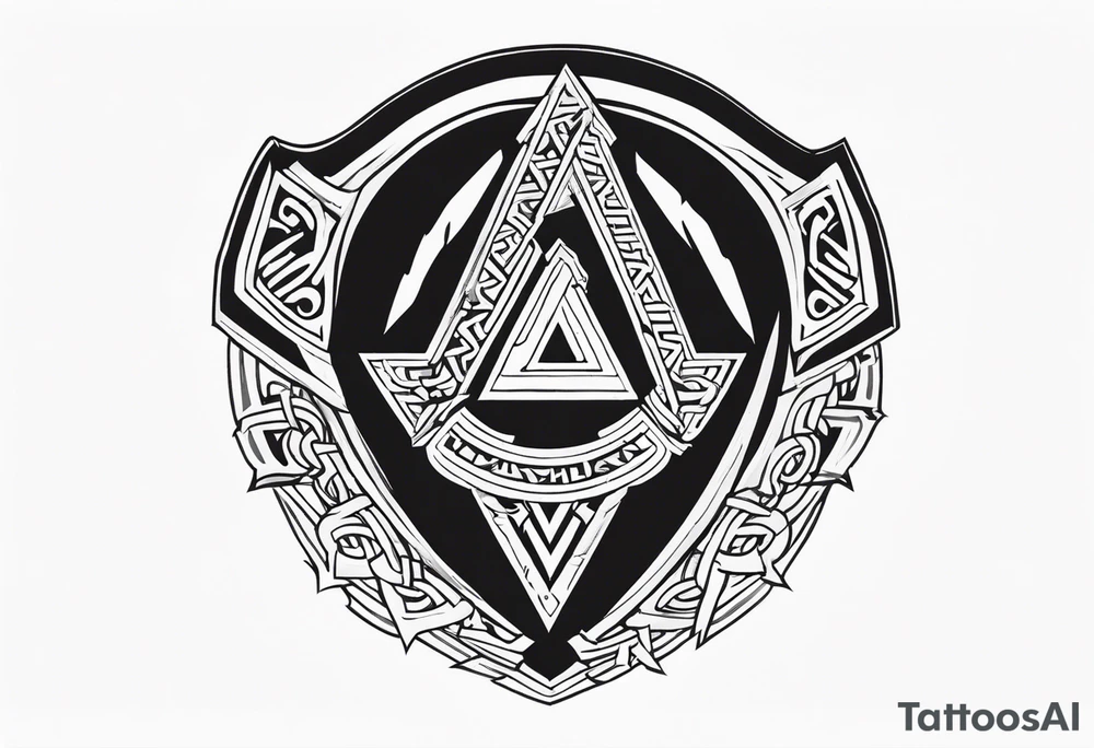 Valhalla sword 
shield axe Valknut tattoo idea