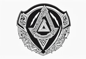 Valhalla sword 
shield axe Valknut tattoo idea