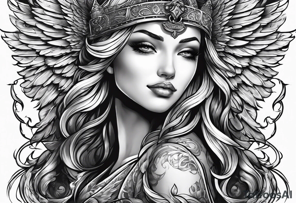Angel with evil grin tattoo idea