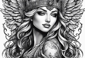 Angel with evil grin tattoo idea