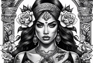 Chicano girl and skull tattoo idea