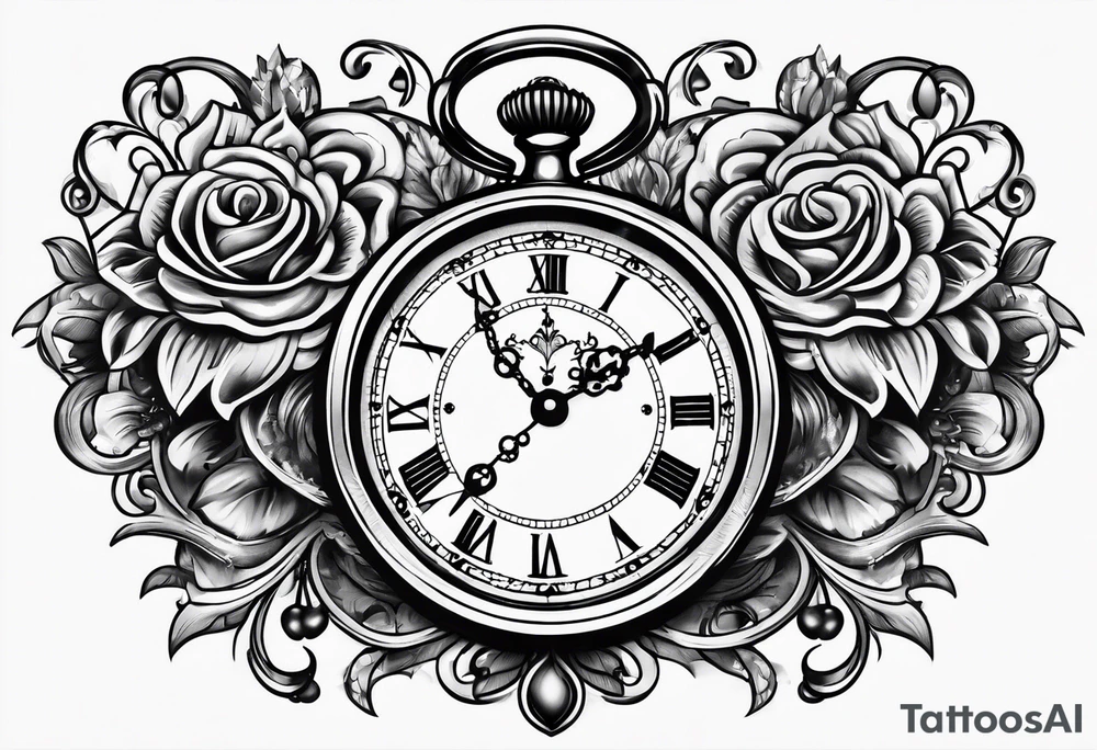 pocket watch chain tattoo idea