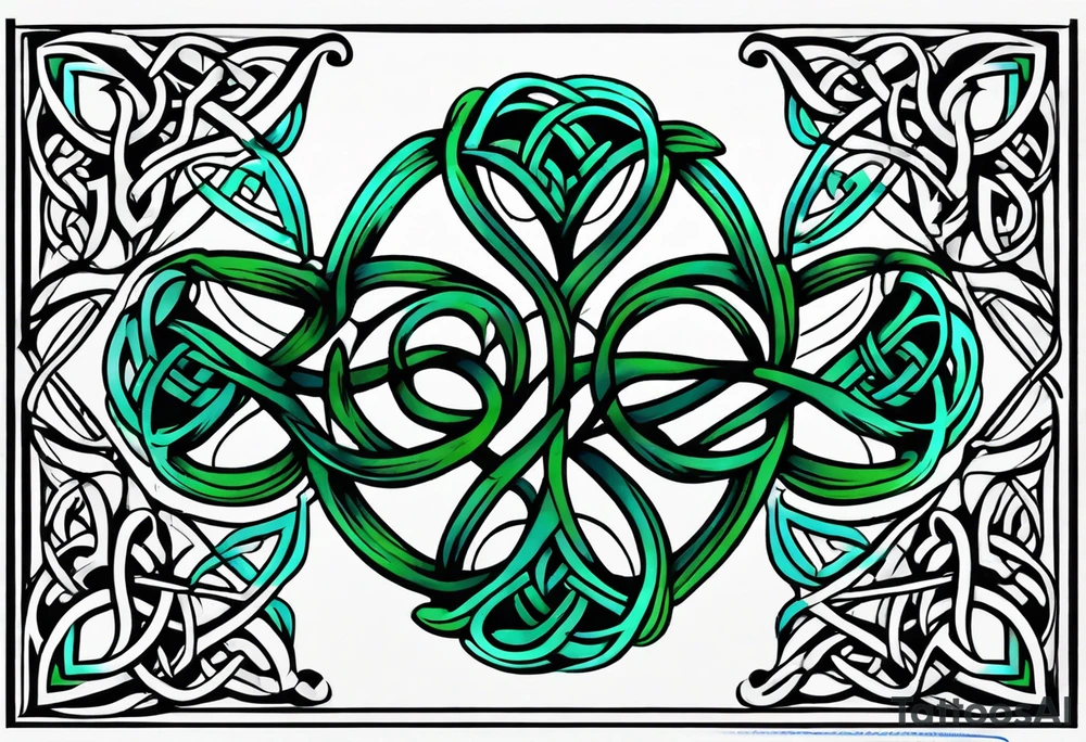 simple 
celtic knot four leaf clover blue green tattoo idea