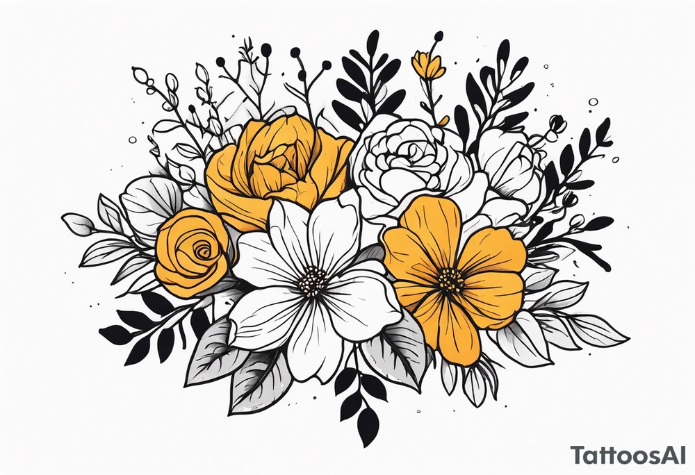 flower bouquet tattoo idea