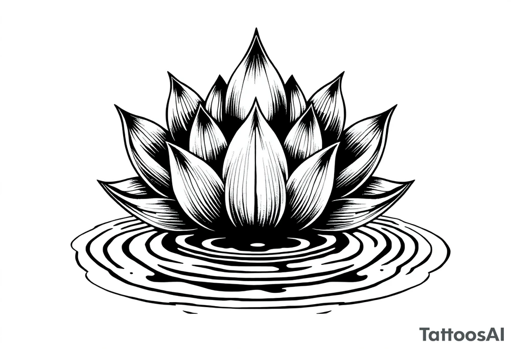 serene lotus flower emerging from sacred waters with ripples tattoo idea