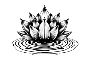 serene lotus flower emerging from sacred waters with ripples tattoo idea