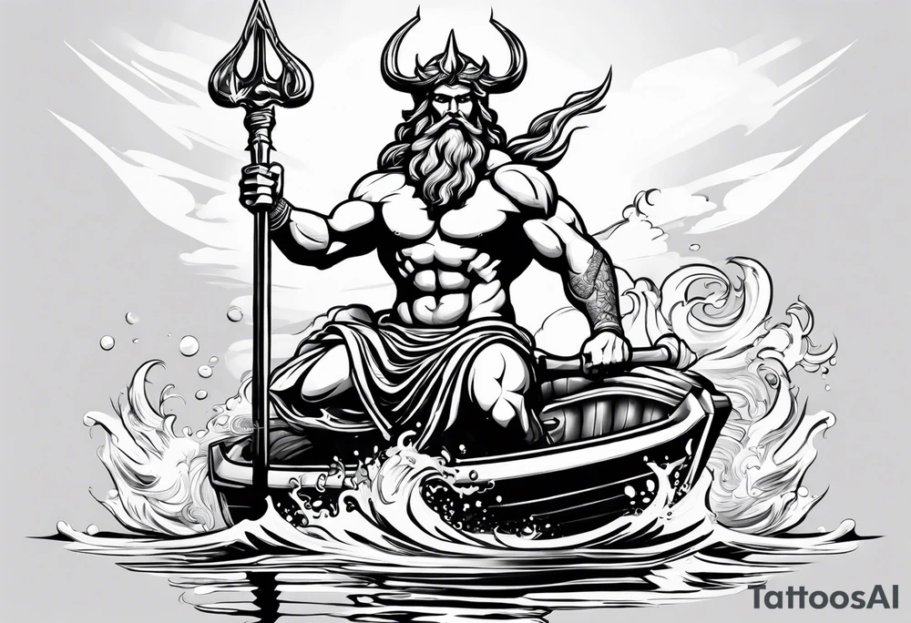 Poseidon on water with his trident tattoo idea