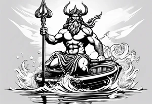 Poseidon on water with his trident tattoo idea