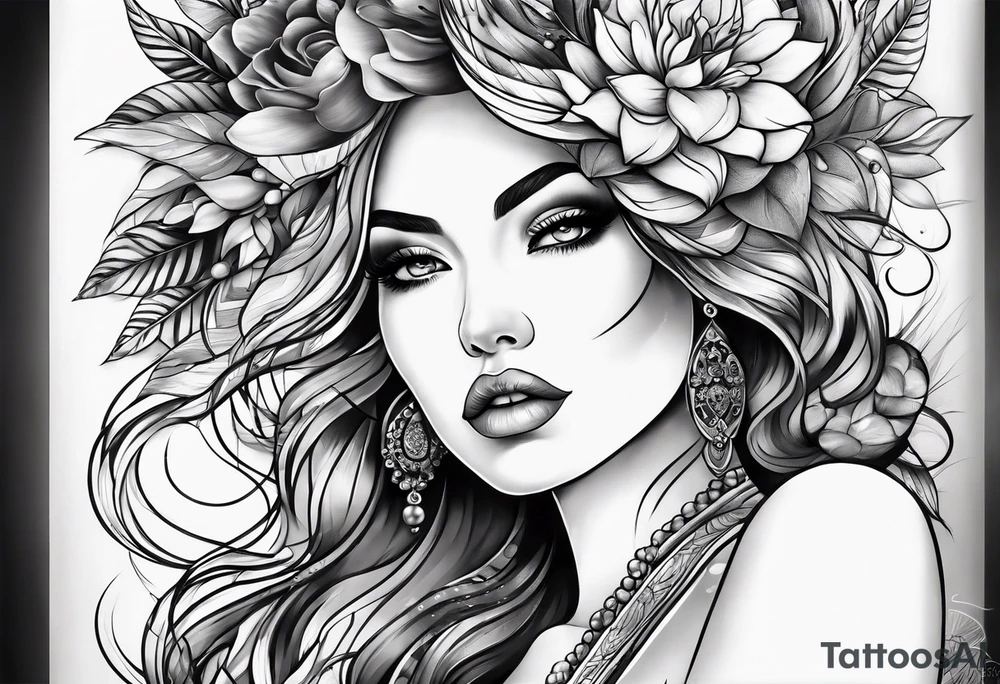 Beautiful woman from death to inner peace and self-love tattoo idea