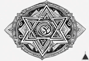 Its a pagan charm of the tetragrammaton to represent Rebecca Sierra 's powerful connection to God as a chosen one with class and elegance in the design tattoo idea