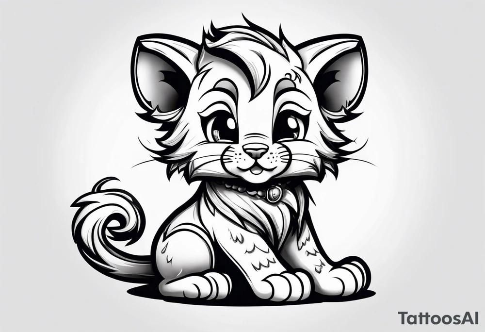 super cute cartoon Saber-toothed Cat
cub blank background tattoo idea