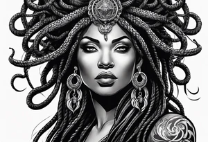Black medusa with dreadlocks tattoo idea