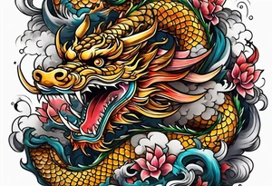 Japanese forearm half sleeve with dragons tattoo idea