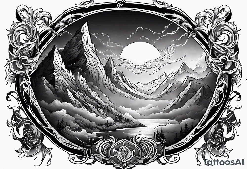 Valhalla mist fog lightning tattoo idea