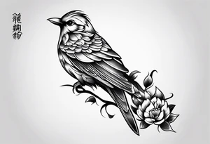 traditional style
full leg sleeve with a bird and flowers tattoo idea