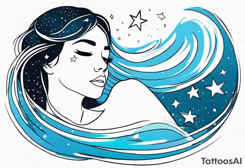 girl in water with stars above tattoo idea