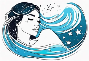 girl in water with stars above tattoo idea