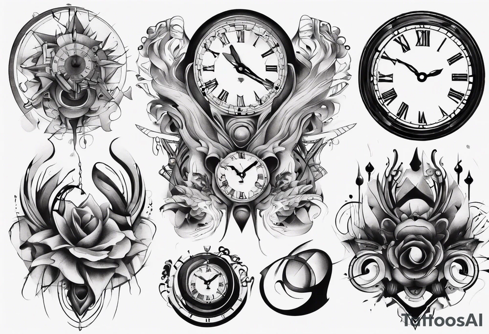 Clock abstract tattoo idea