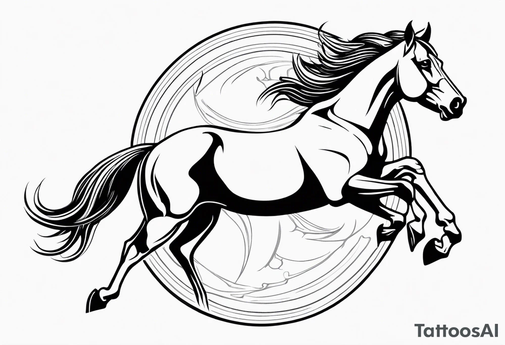 mustang reering in circle tattoo idea