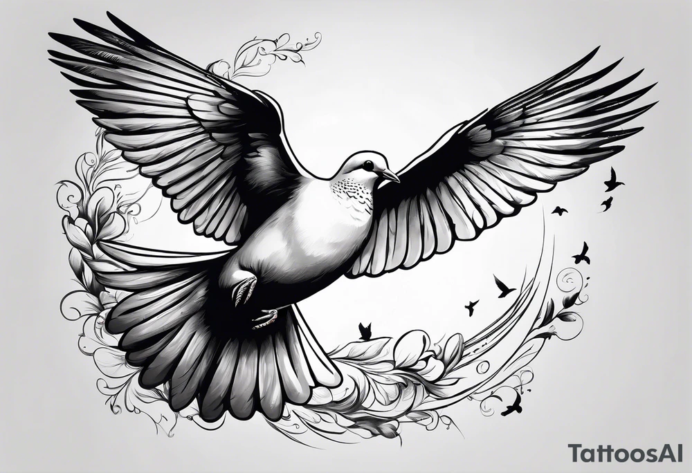 a dove flying to a sitting dove tattoo idea