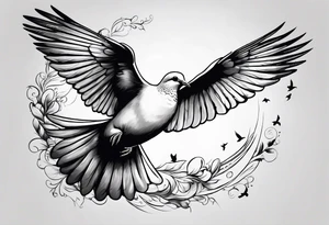 a dove flying to a sitting dove tattoo idea
