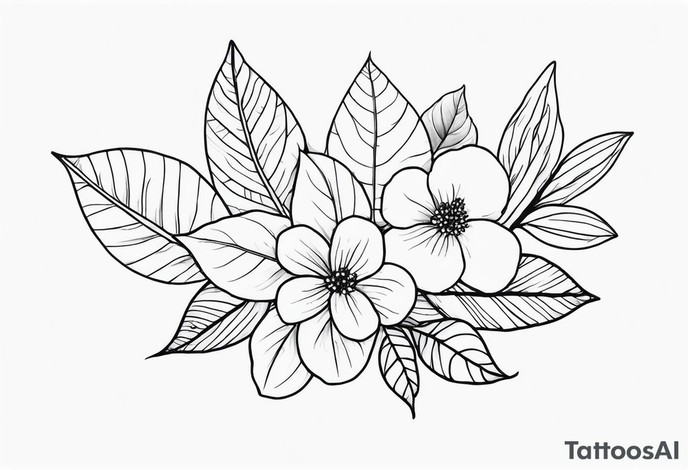 line of leaves and flowers tattoo idea