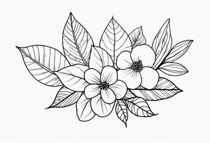 line of leaves and flowers tattoo idea